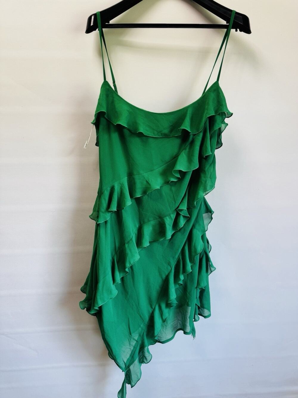 Lovers and Friends Green Ruffle Asymmetrical Midi Dress XL NWT